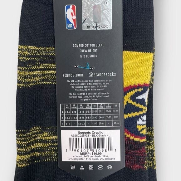 STANCE x NBA Nuggets Cryptic Crew Socks Mens size Large (9-13) New with Tags - Picture 3 of 3